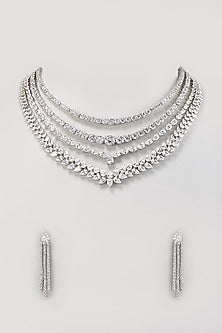 White Finish Zircon Necklace Set