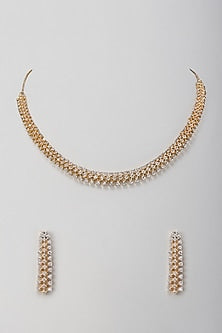 Two-Tone Finish Zircon Necklace Set