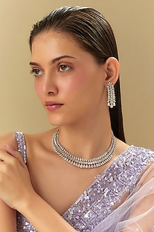 White Finish Zircon Necklace Set