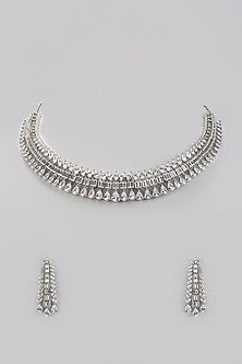 White Finish Zircon Necklace Set