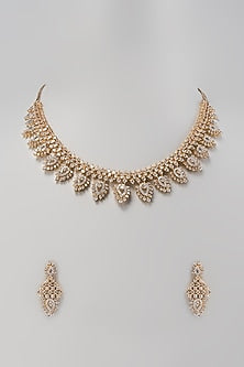 Two-Tone Finish Zircon Necklace Set