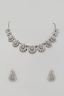 White Finish Zircon Necklace Set