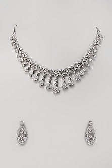 White Finish Zircon Necklace Set