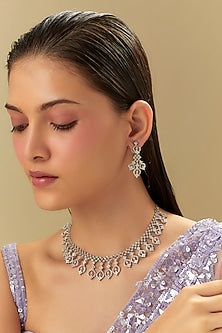 White Finish Zircon Necklace Set