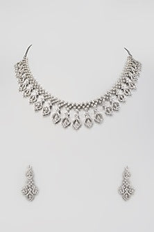 White Finish Zircon Necklace Set