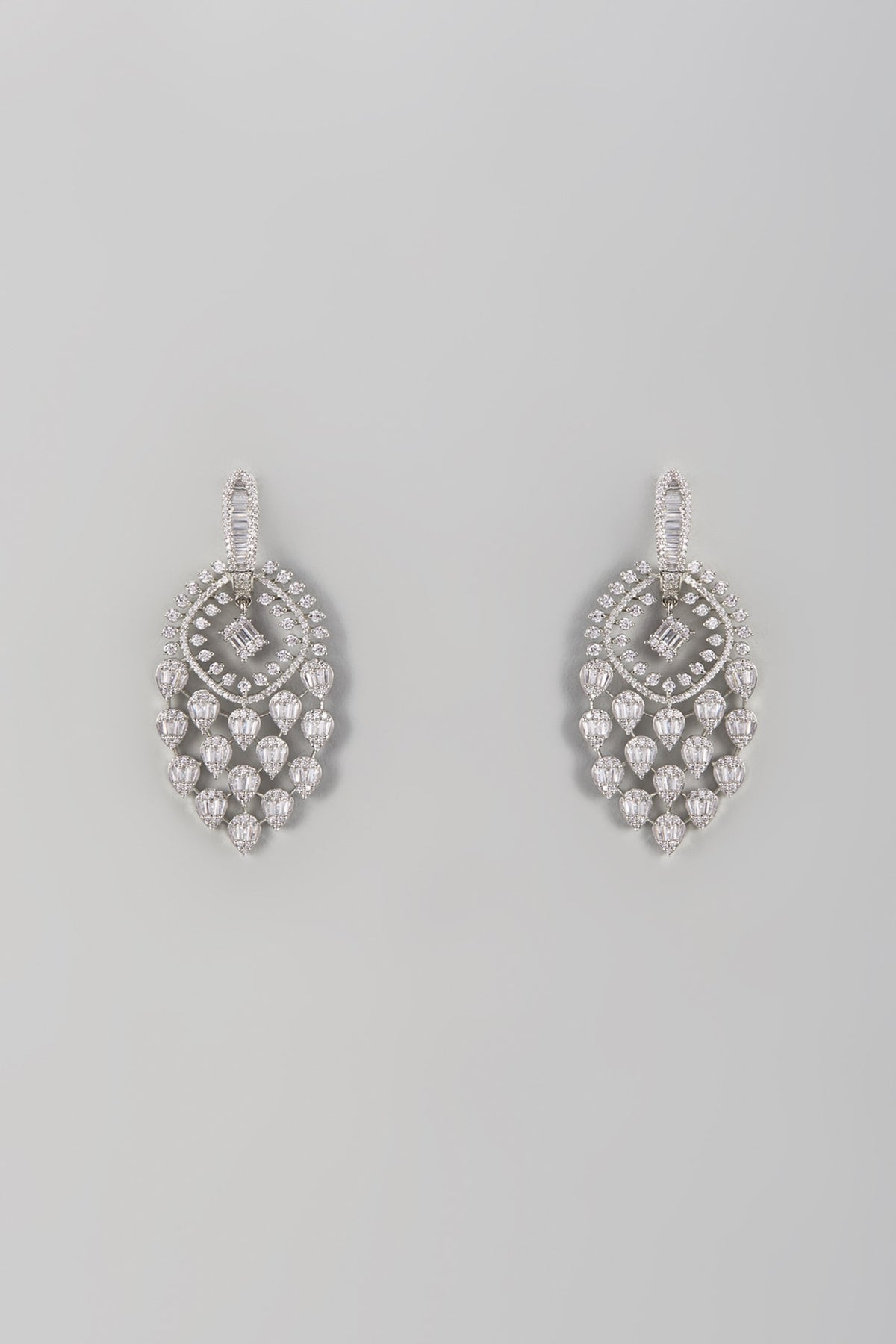White Finish Zircon Dangler Earrings