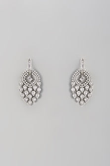 White Finish Zircon Dangler Earrings