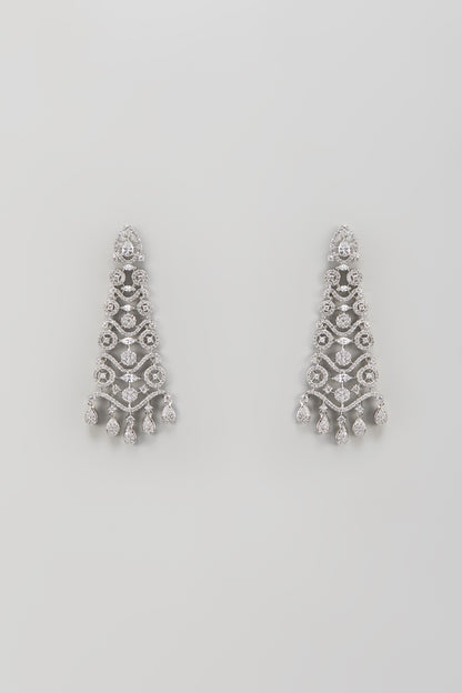 White Finish Zircon Dangler Earrings
