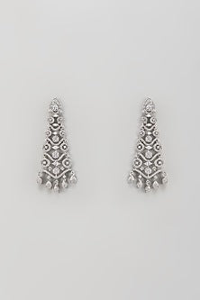 White Finish Zircon Dangler Earrings