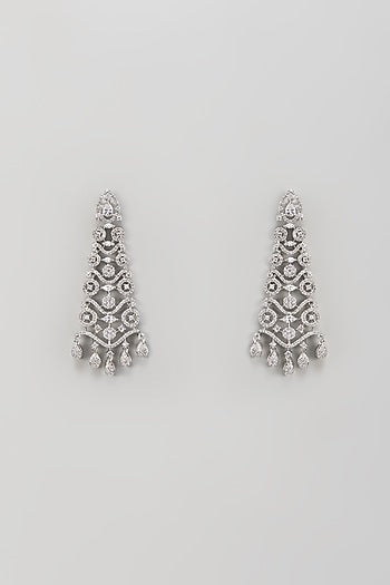 White Finish Zircon Dangler Earrings
