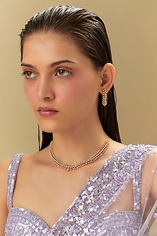 Two-Tone Finish Zircon Necklace Set