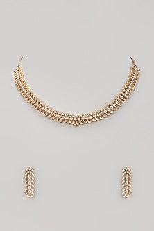 Two-Tone Finish Zircon Necklace Set