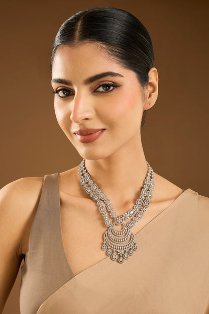 White Finish Synthetic Stone Necklace