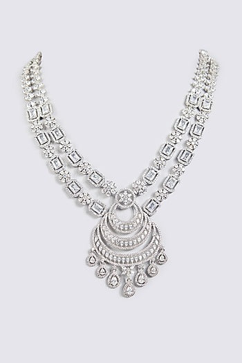 White Finish Synthetic Stone Necklace