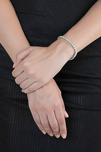 White Finish Faux Diamonds Bracelet
