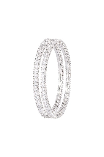 White Finish Faux Diamonds Openable Bangles
