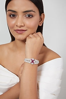 White Finish Faux Diamond Bracelet