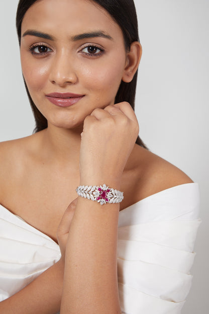 White Finish Faux Diamond Bracelet