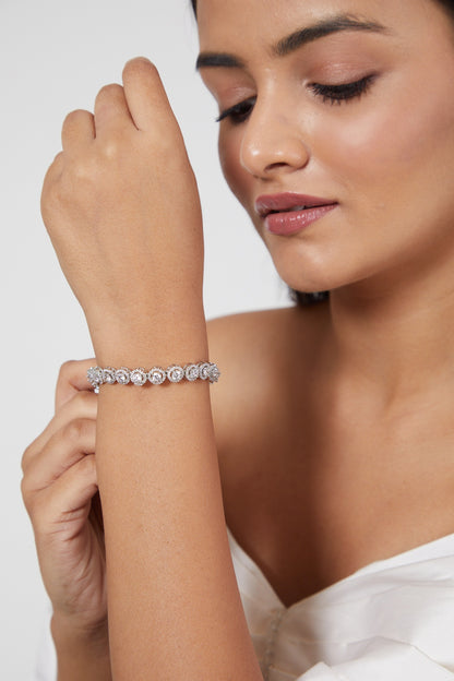 White Finish Faux Diamond Bracelet