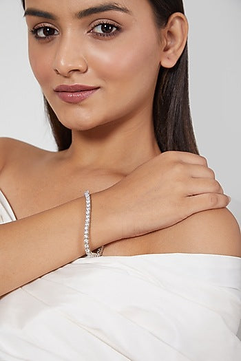 White Finish Round Zircon Bracelet