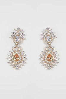 Gold Finish Zircon & Champagne Stone Necklace Set