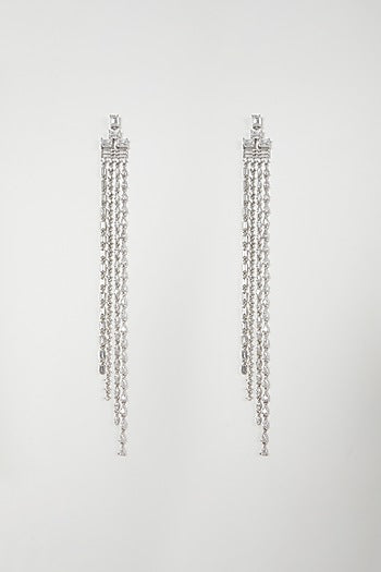 White Finish Diamond Dangler Earrings