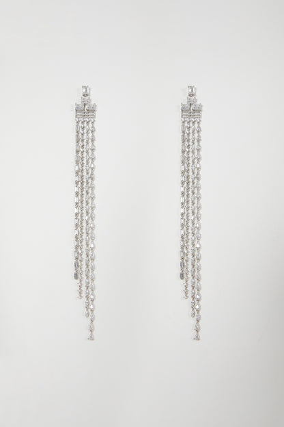 White Finish Diamond Dangler Earrings