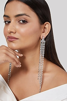 White Finish Diamond Dangler Earrings