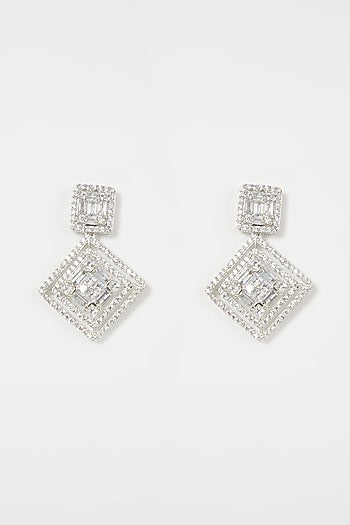 White Finish Zircon Dangler Earrings