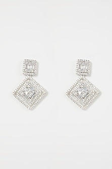 White Finish Zircon Dangler Earrings