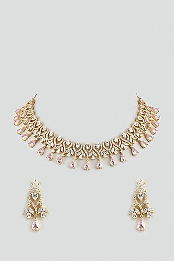 Gold Finish Faux Diamond Necklace Set