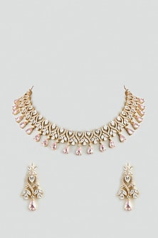 Gold Finish Faux Diamond Necklace Set