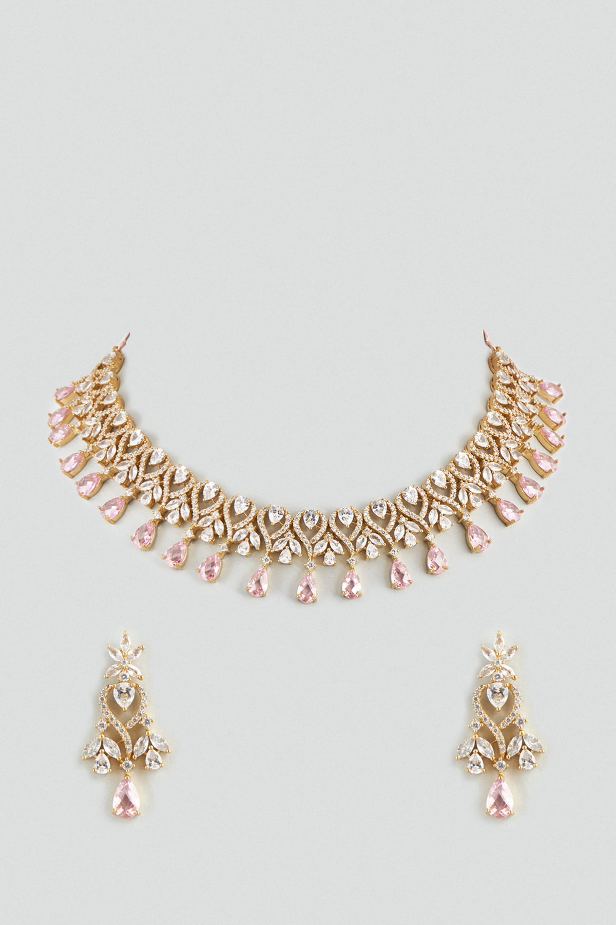 Gold Finish Faux Diamond Necklace Set