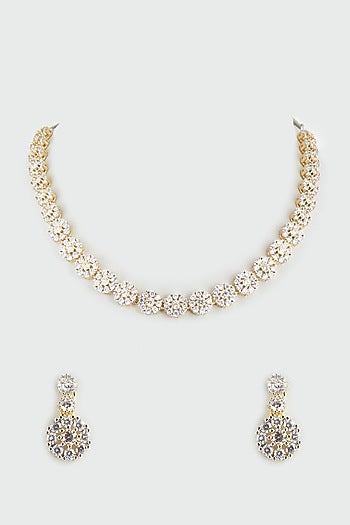 Gold Finish Faux Diamond Necklace Set
