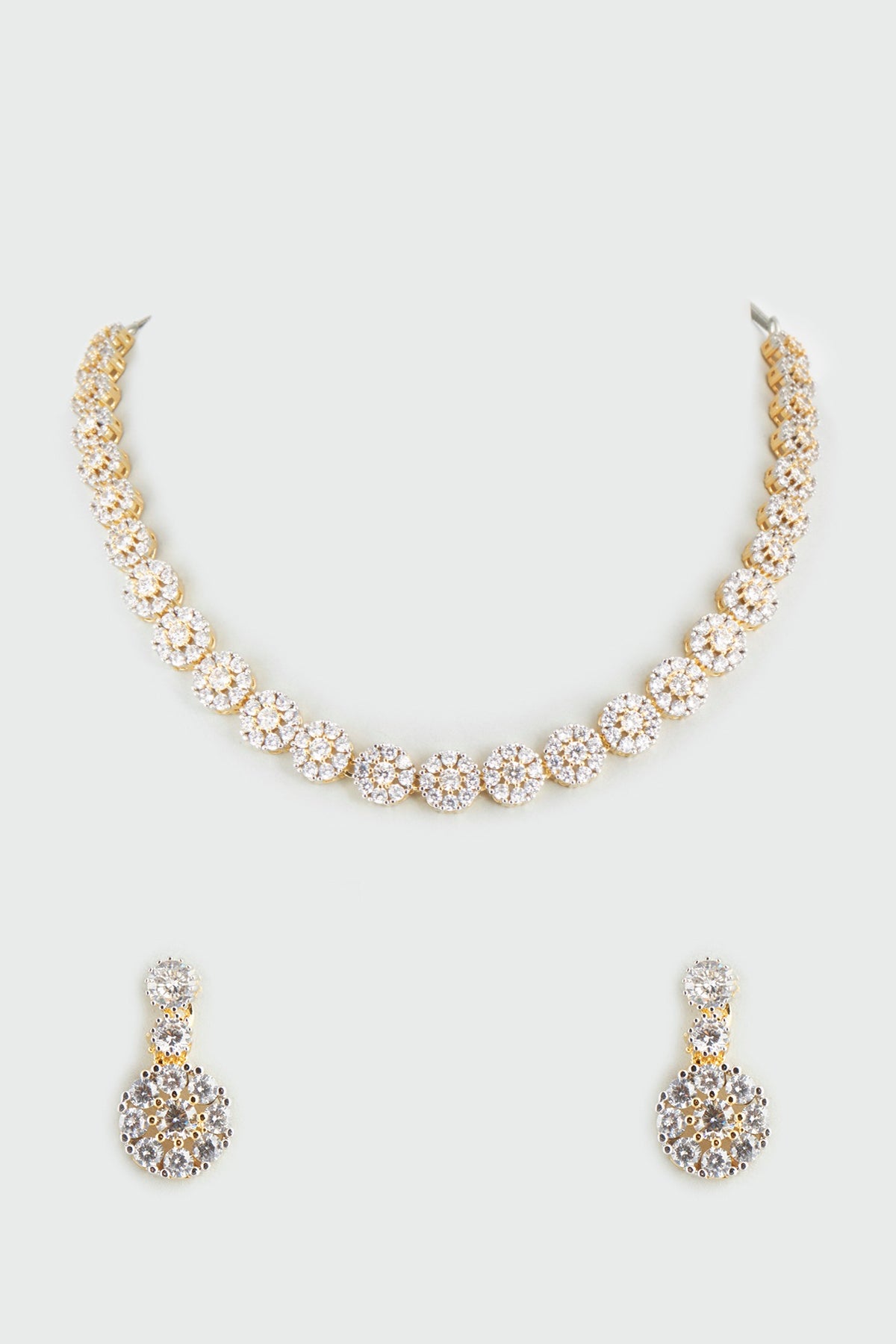 Gold Finish Faux Diamond Necklace Set
