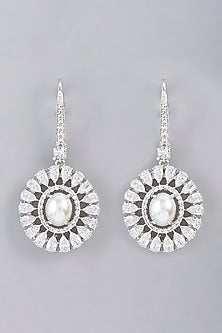 White Finish Zircon Dangler Earrings