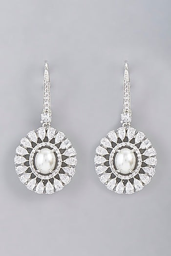 White Finish Zircon Dangler Earrings