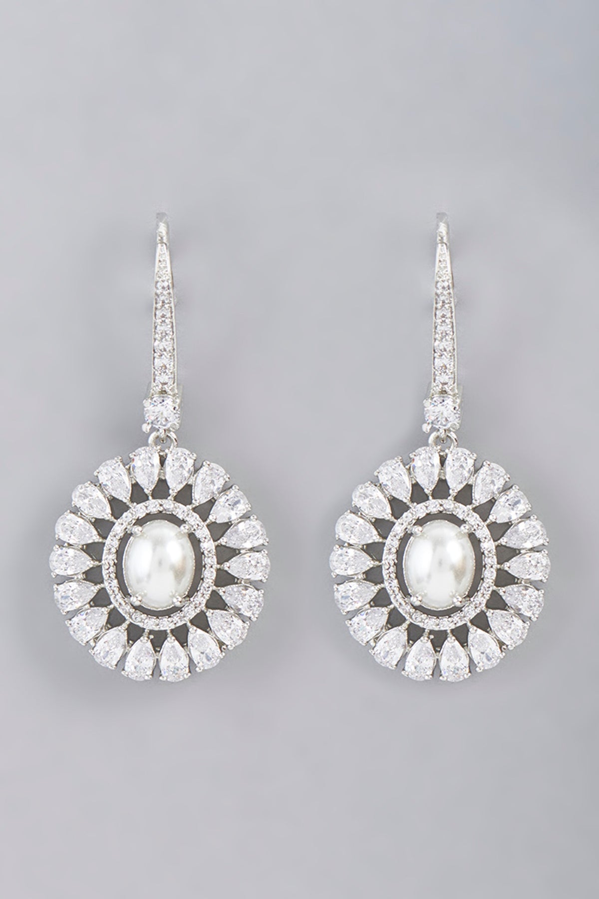 White Finish Zircon Dangler Earrings