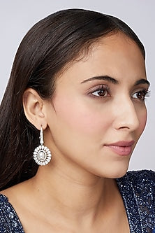 White Finish Zircon Dangler Earrings