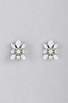 White Finish Faux Diamond Choker Necklace Set