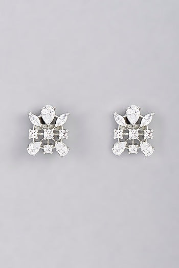 White Finish Faux Diamond Choker Necklace Set