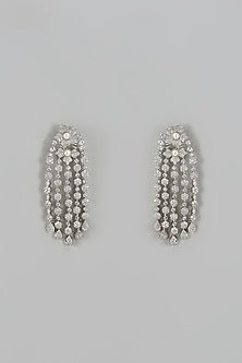 White Finish Zircon Dangler Earrings