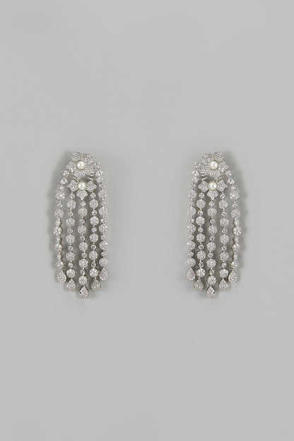 White Finish Zircon Dangler Earrings