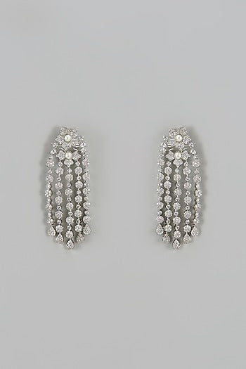 White Finish Zircon Dangler Earrings