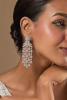 White Finish Zircon Dangler Earrings