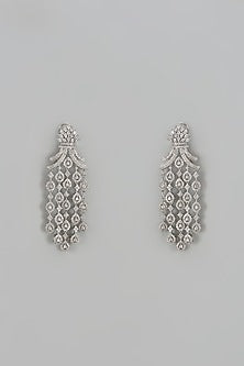 White Finish Zircon Dangler Earrings