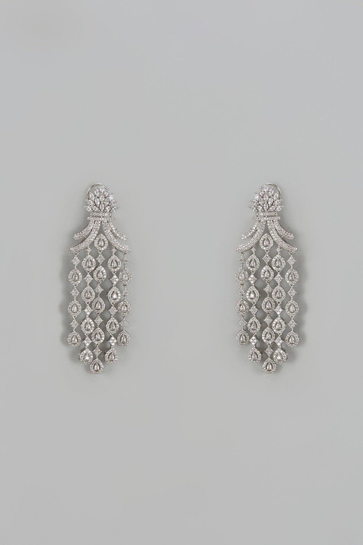 White Finish Zircon Dangler Earrings