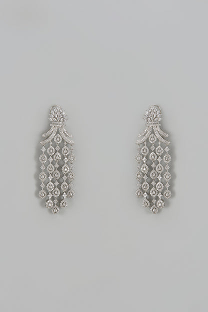 White Finish Zircon Dangler Earrings