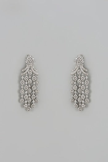 White Finish Zircon Dangler Earrings