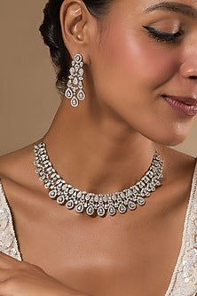 White Finish Zircon Necklace Set